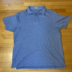 Peter Millar Blue Crown Logo Linen Blend Comfort Golf Polo Shirt Mens XXL